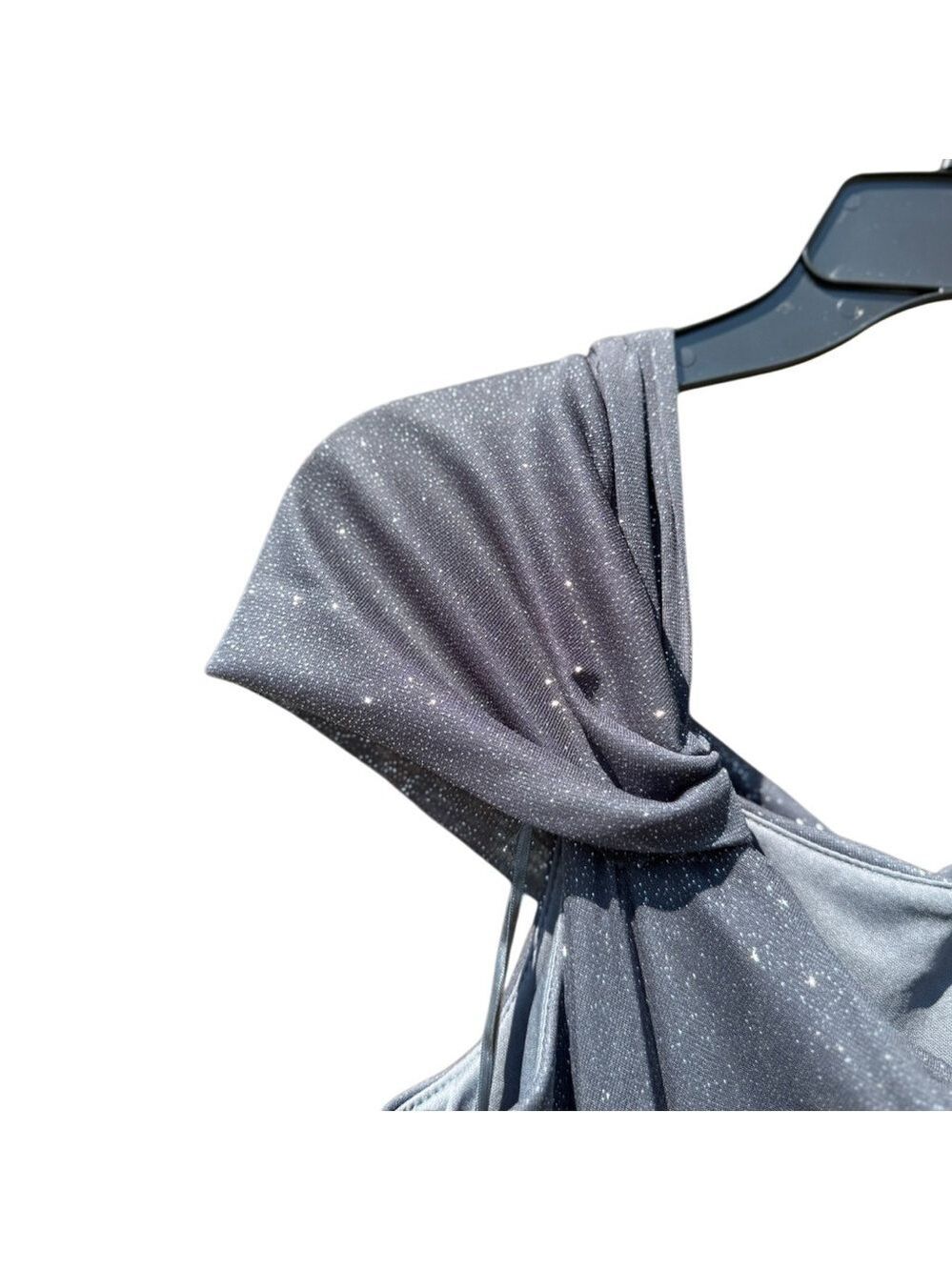 Alex Evenings Petite Sparkle Gown Smoke Grey 12P Formal Dress - Picture 4 of 7